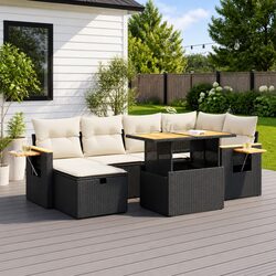 Friendly 8 Piece Garden Sofa Set in Black Rattan
