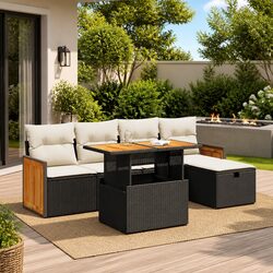 Friendly 6 Piece Black Outdoor Sofa Set with Storage