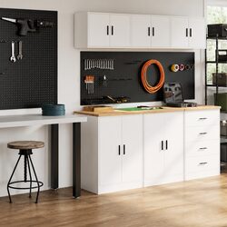 Your New 2 Piece White Garage Cabinets for Better Organization