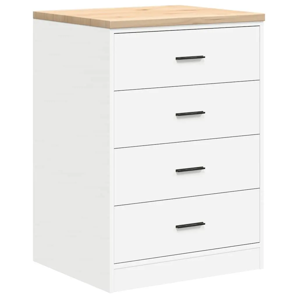 Garage Storage Cabinets 2pc White Engineered Wood Heavy-Duty Workshop Tool Organiser