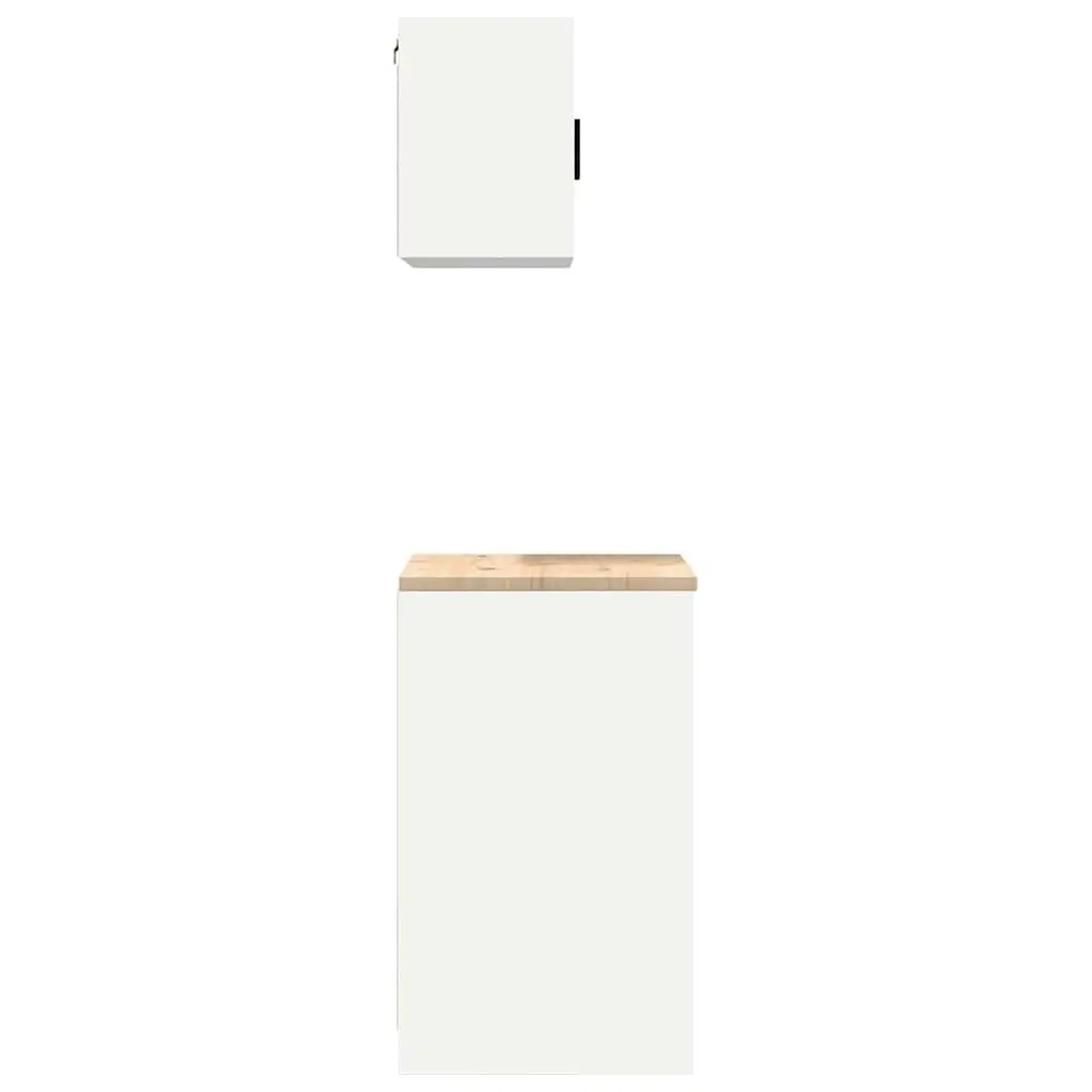 Garage Storage Cabinets 2pc White Engineered Wood Heavy-Duty Workshop Tool Organiser