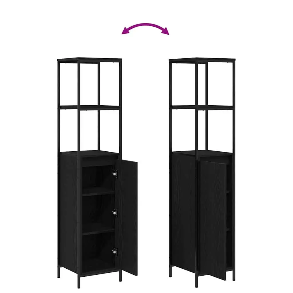 Bathroom Furniture Set 3 Piece Black Oak Vanity Storage Cabinet Unit Set