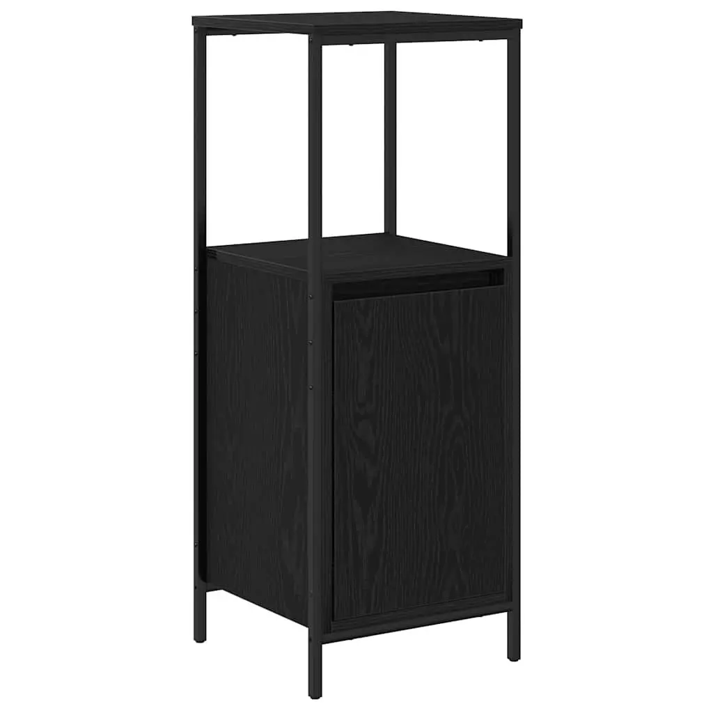 Bathroom Furniture Set Modern Black Oak Vanity Cabinet Storage Unit with Mirror 3pcs