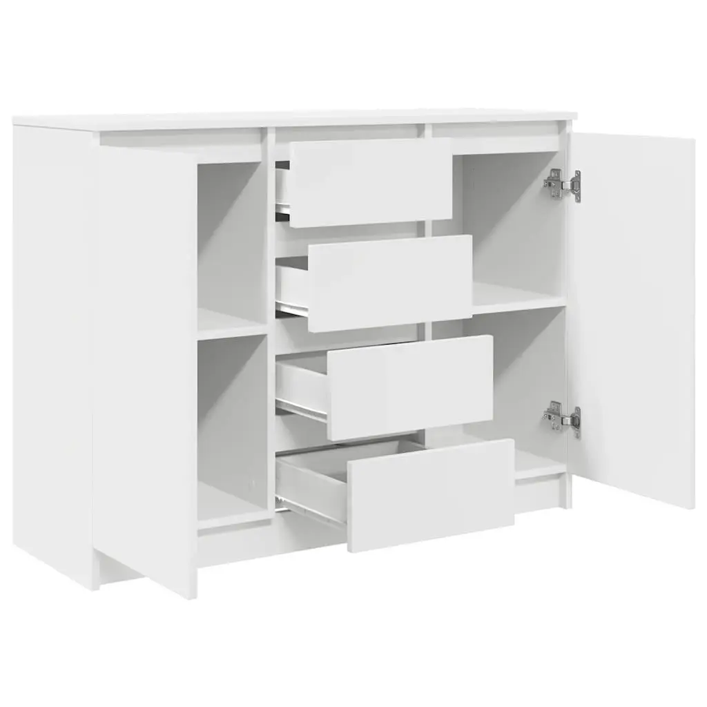 Sideboard White Engineered Wood Storage Cabinet with Drawers and Shelves 1005cm W x 350cm D x 760cm H