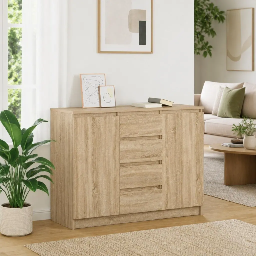 Sideboard Storage Cabinet Engineered Wood Sonoma Oak Brown 100.5x35x76cm