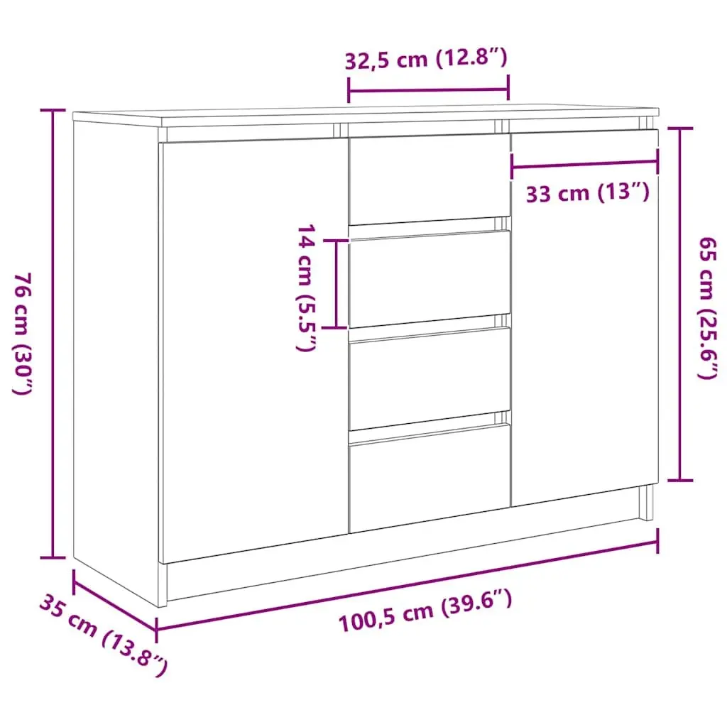 Sideboard Storage Cabinet with Drawers Doors Shelves Brown Engineered Wood