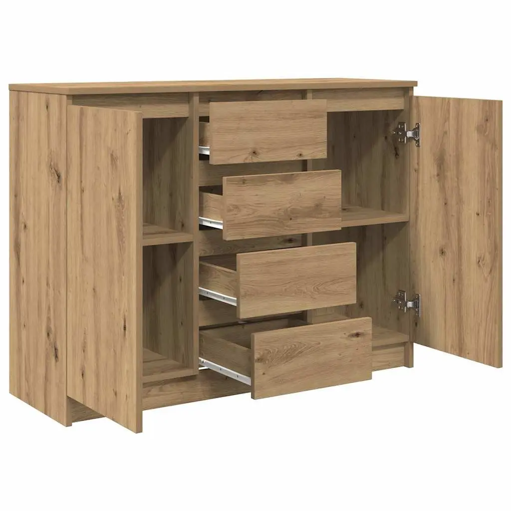 Sideboard Storage Cabinet with Drawers Doors Shelves Brown Engineered Wood