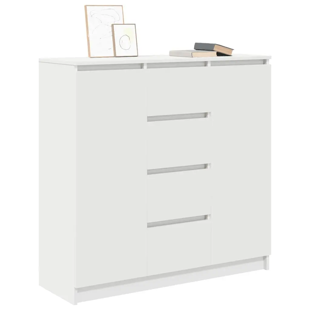 Sideboard with Drawers White Storage Cabinet Engineered Wood Doors Shelves