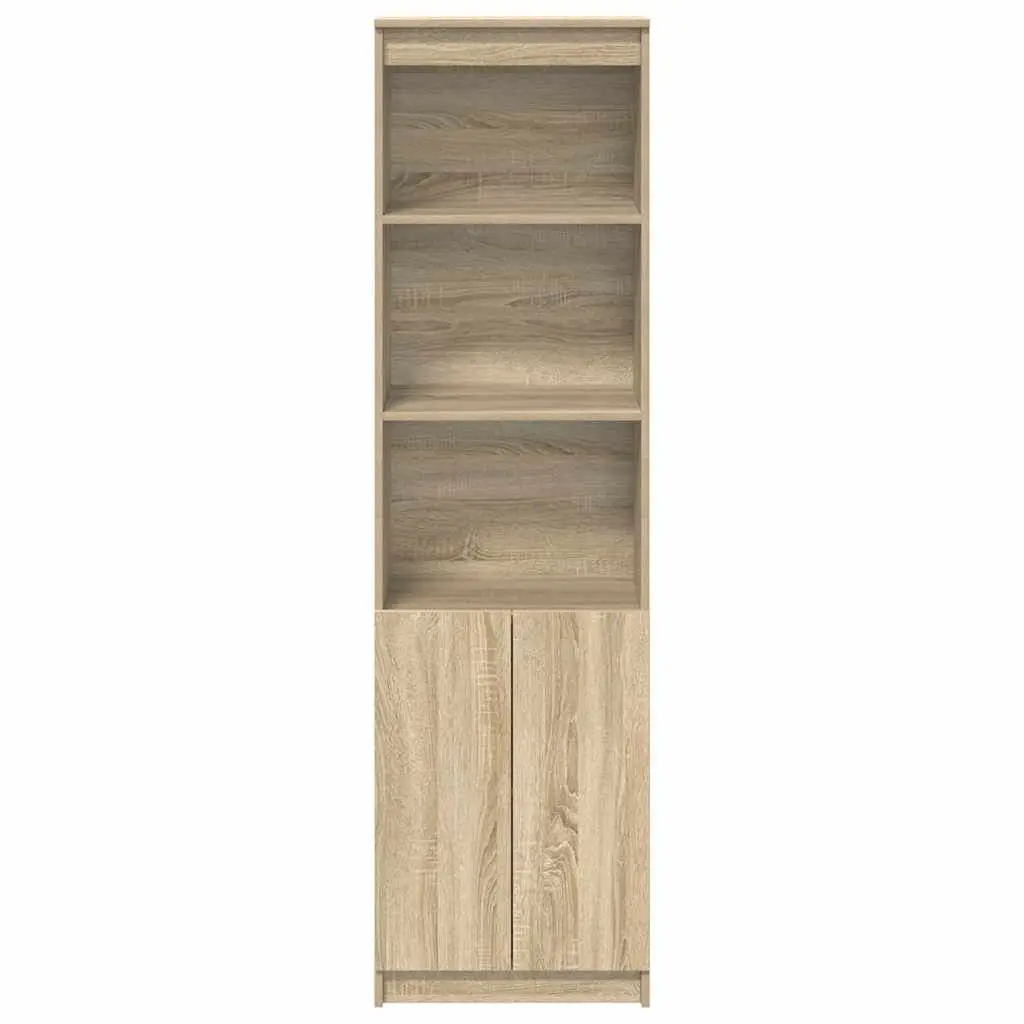 Highboard Storage Cabinet Brown Engineered Wood Tall Cupboard Sideboard Buffet