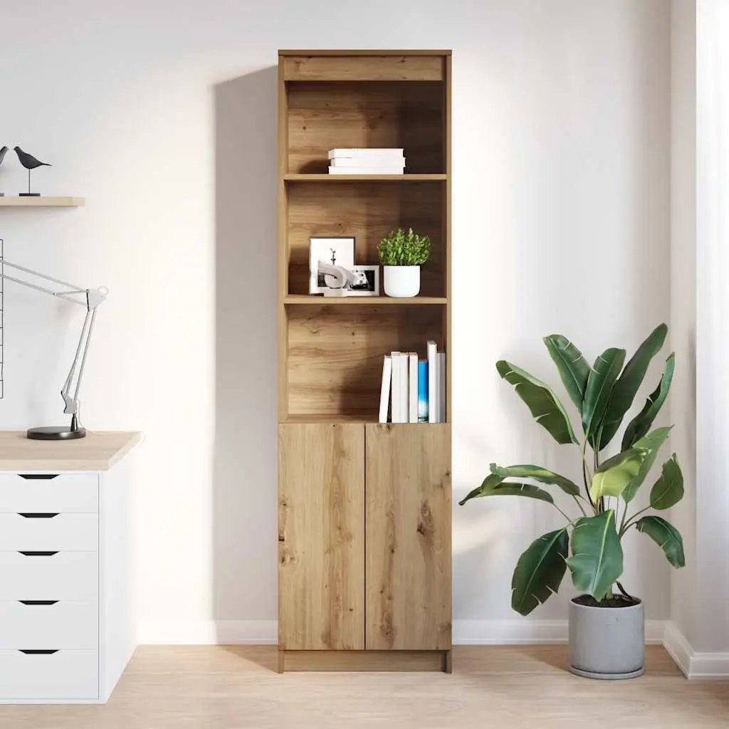 Highboard Storage Cabinet Brown Engineered Wood Tall Cupboard
