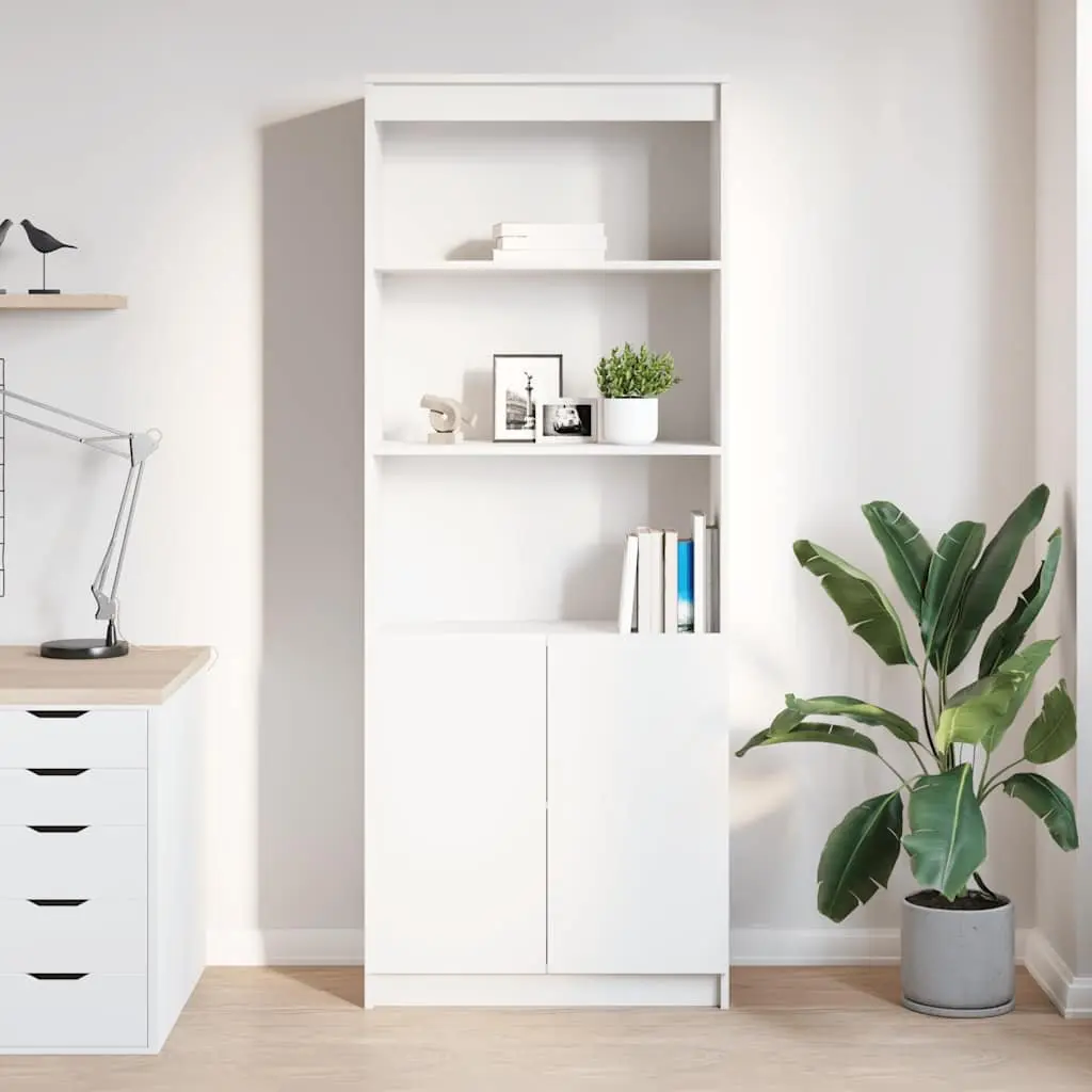 Highboard White Storage Cabinet Tall Cupboard 70x35x180 cm