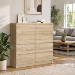 Sideboard Storage Cabinet Brown Engineered Wood Buffet Dining Room Furniture