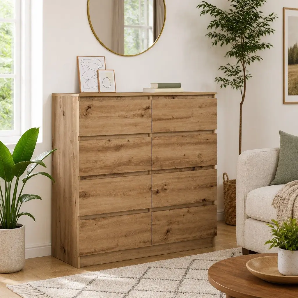 Brown Engineered Wood Sideboard 100x35x99cm
