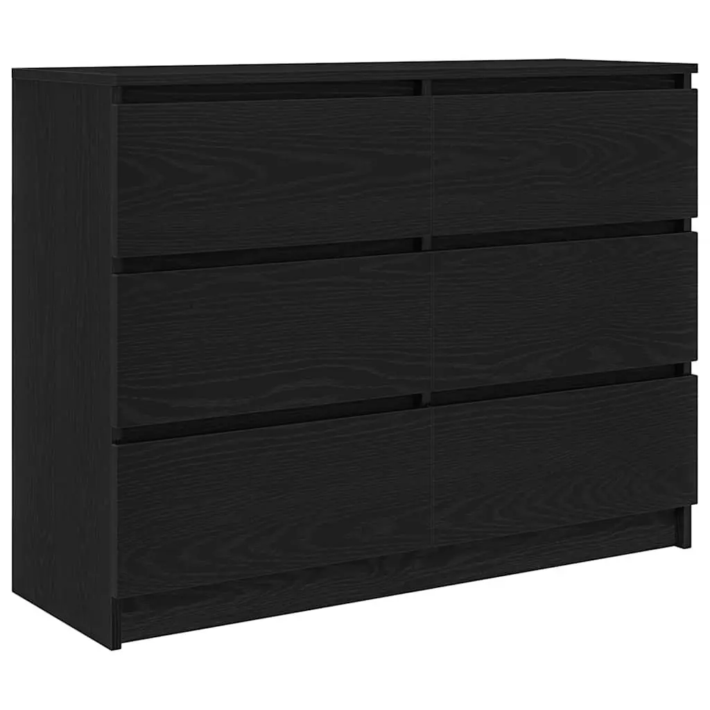 Black Sideboard Engineered Wood 100x35x76cm Minimalist Storage Cabinet Buffet