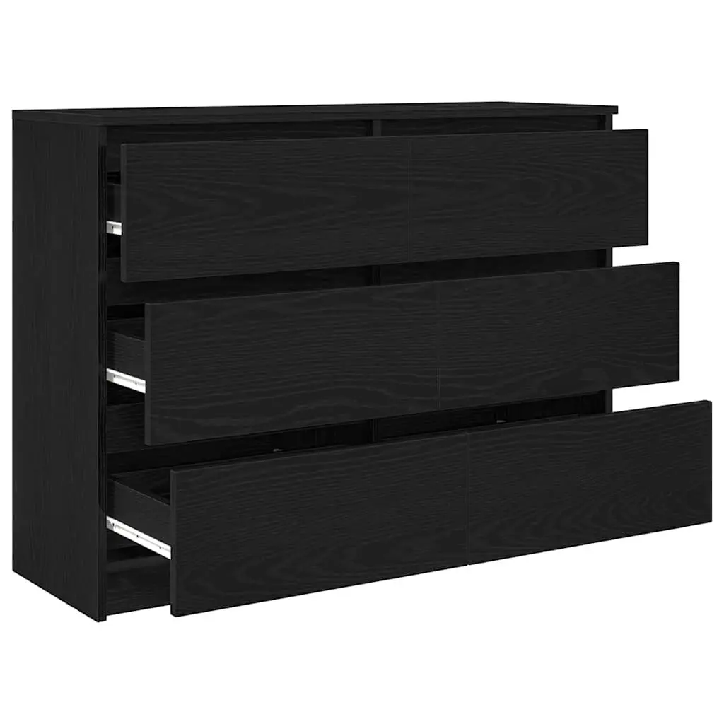 Black Sideboard Engineered Wood 100x35x76cm Minimalist Storage Cabinet Buffet