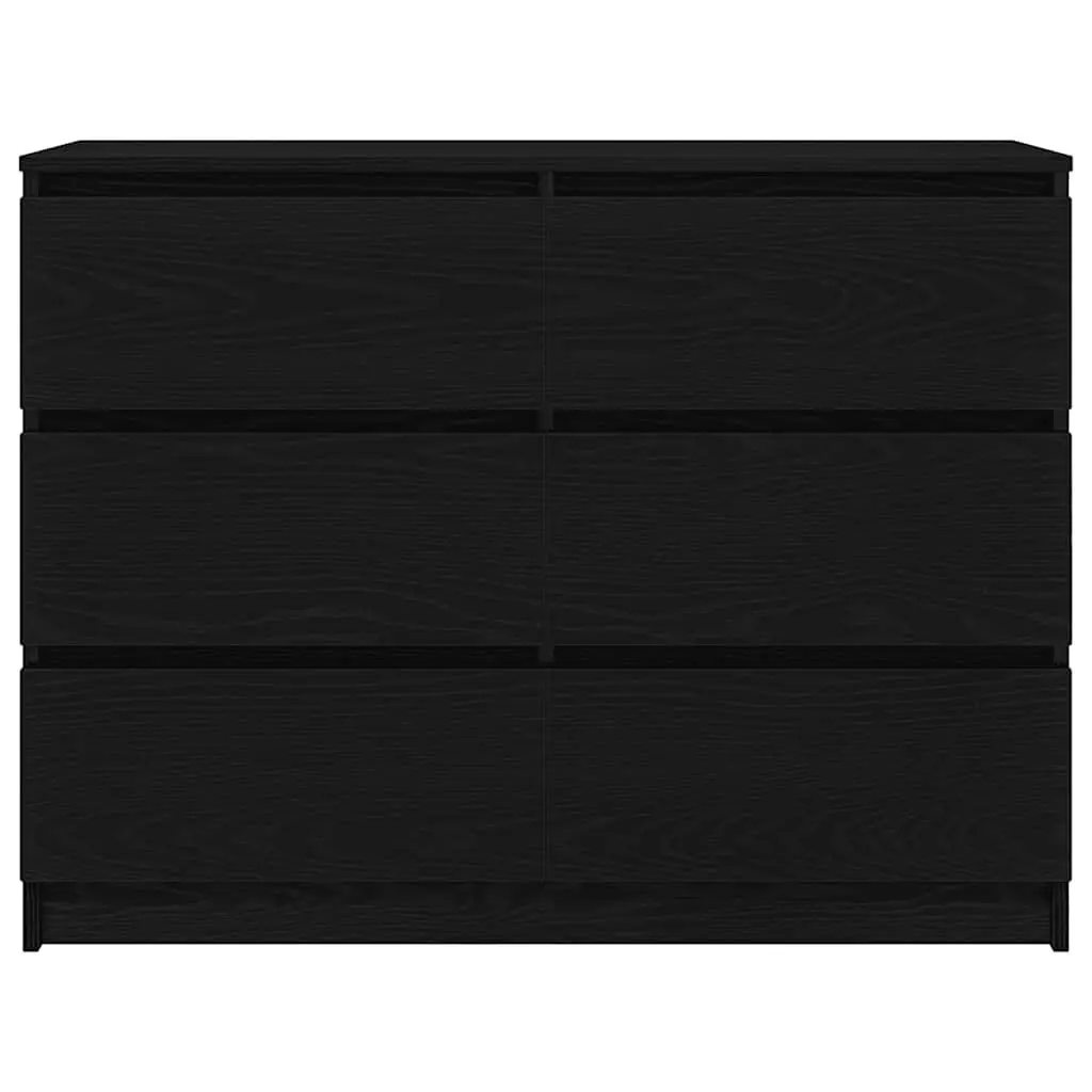 Black Sideboard Engineered Wood 100x35x76cm Minimalist Storage Cabinet Buffet
