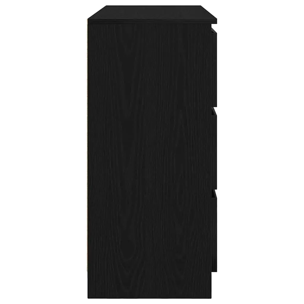 Black Sideboard Engineered Wood 100x35x76cm Minimalist Storage Cabinet Buffet