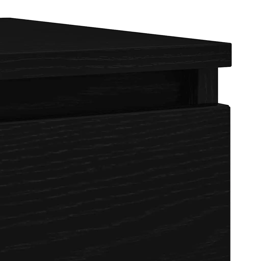 Black Sideboard Engineered Wood 100x35x76cm Minimalist Storage Cabinet Buffet