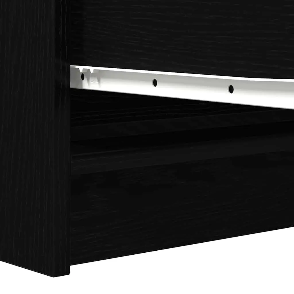 Black Sideboard Engineered Wood 100x35x76cm Minimalist Storage Cabinet Buffet