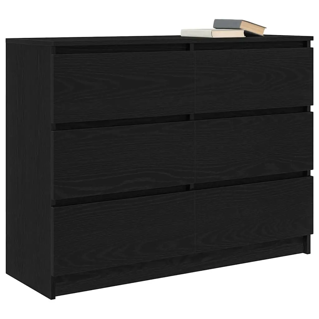 Black Sideboard Engineered Wood 100x35x76cm Minimalist Storage Cabinet Buffet