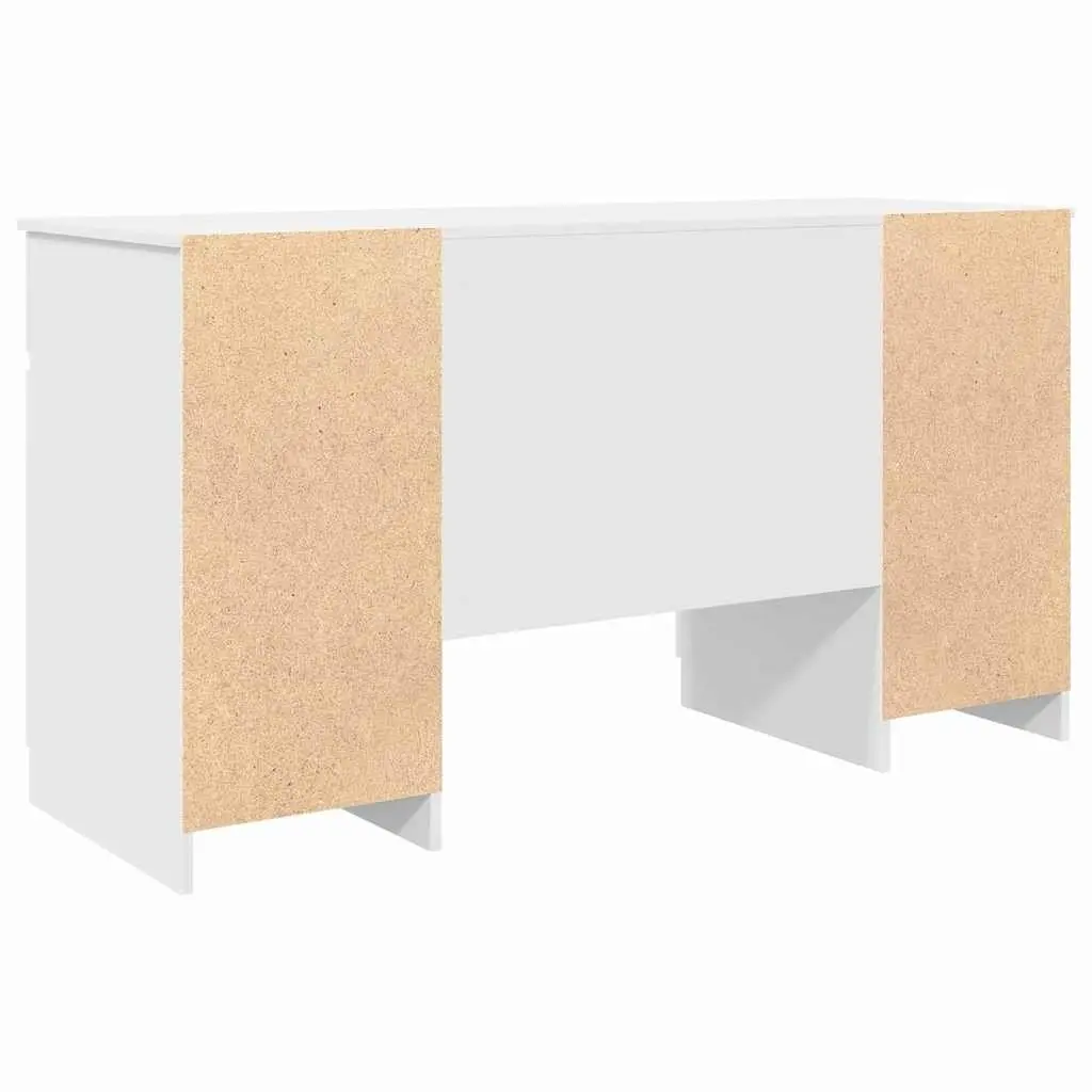 Engineered Wood Desk with Drawer Storage Modern Compact Rectangular White 140 x 49 x 76 cm