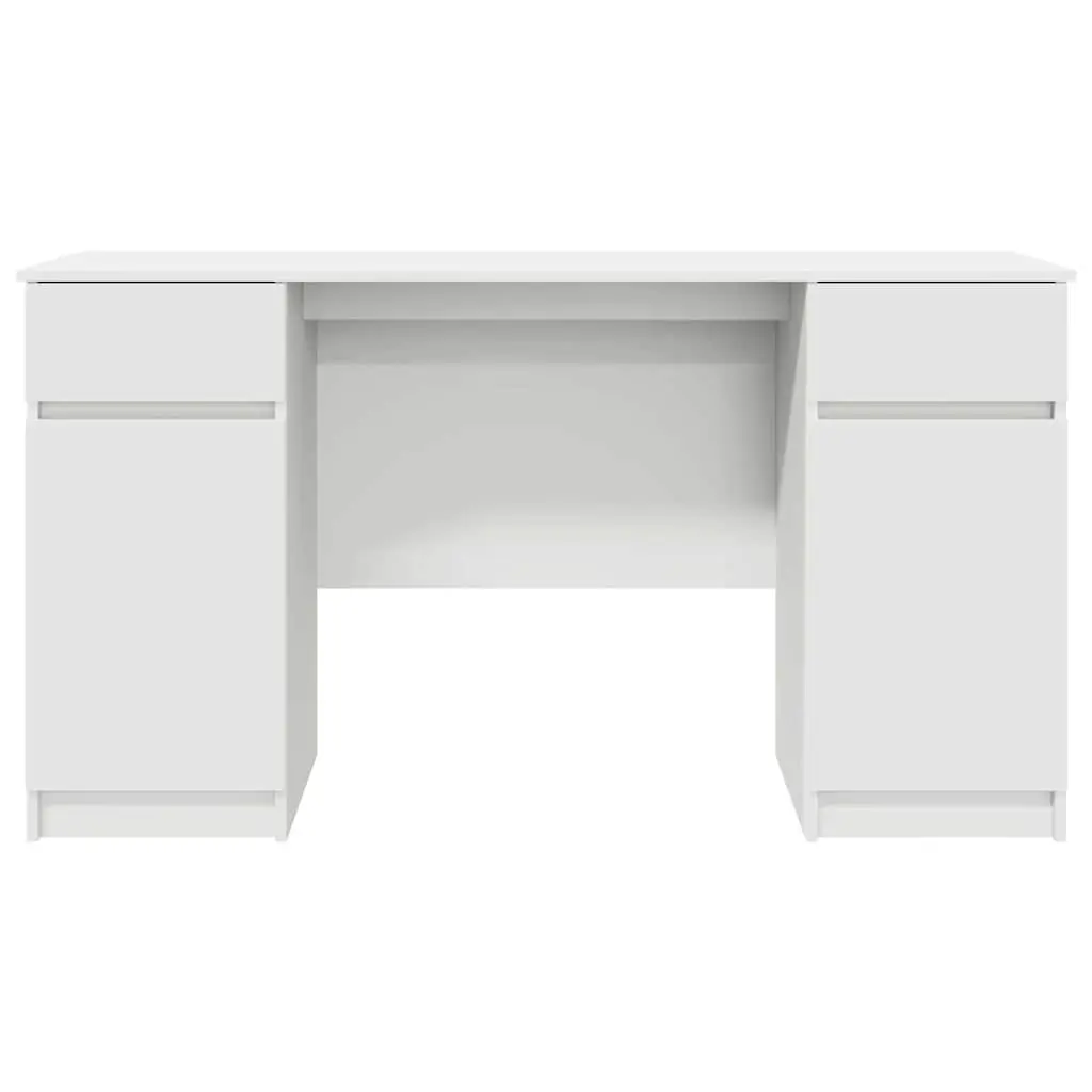 Engineered Wood Desk with Drawer Storage Modern Compact Rectangular White 140 x 49 x 76 cm
