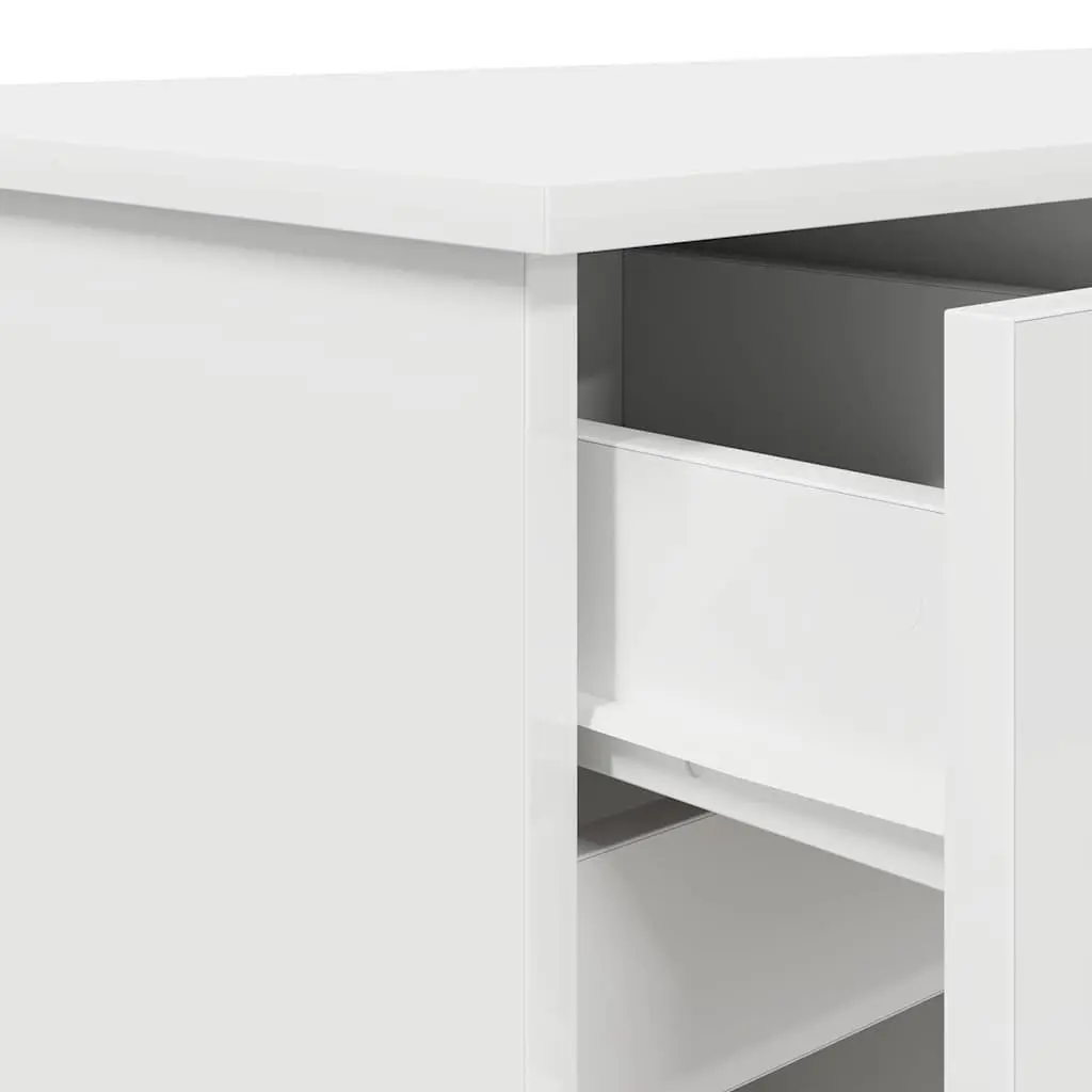 Engineered Wood Desk with Drawer Storage Modern Compact Rectangular White 140 x 49 x 76 cm