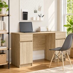 Friendly Sonoma Oak Desk with Organized Storage Options