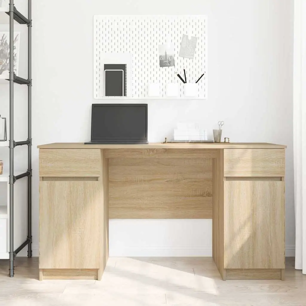 Desk with Drawer Sonoma Oak 140 x 49 x 76 cm Engineered Wood Home Office Writing