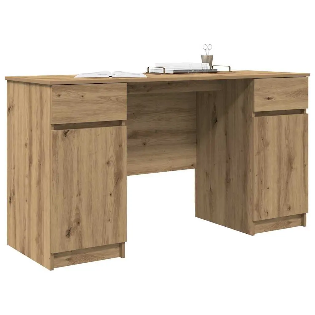 Writing Desk Home Office Furniture Engineered Wood Storage Shelves Drawers Brown