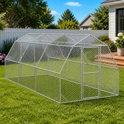 Chicken Run Walk-In Coop 2.5x6x2.25m Galvanised Steel Mesh Poultry Enclosure