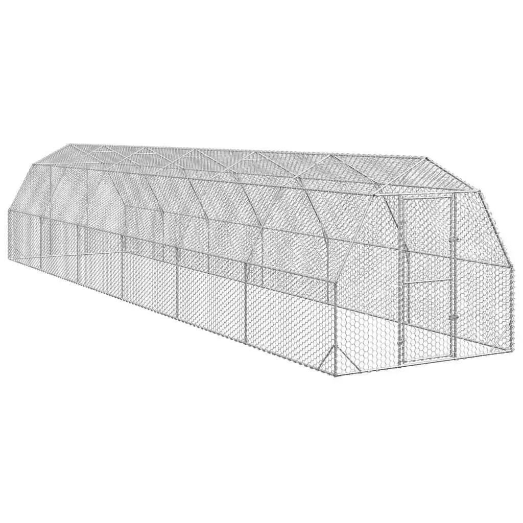 Chicken Run Large Outdoor Coop Galvanised Steel Hexagonal Mesh 2.5x12x2.25m