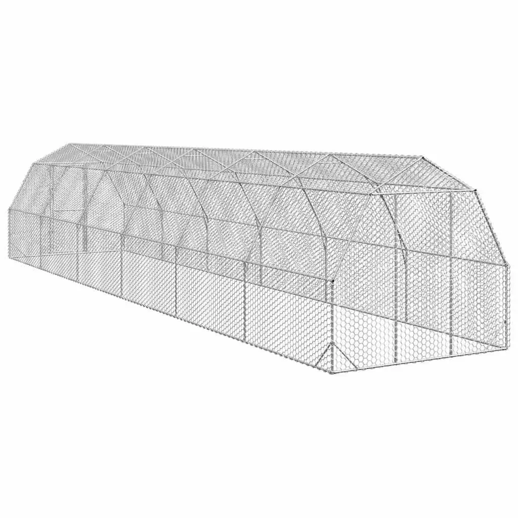 Chicken Run Large Outdoor Coop Galvanised Steel Hexagonal Mesh 2.5x12x2.25m
