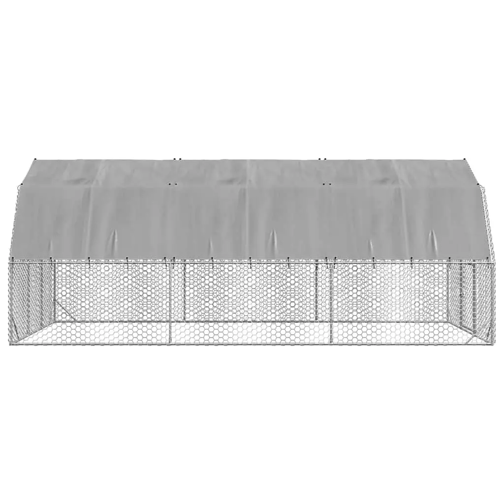 Chicken Run with Roof Galvanised Steel 2.5x6x2.25m Walk-In Coop Small Animal Habitat Enclosure
