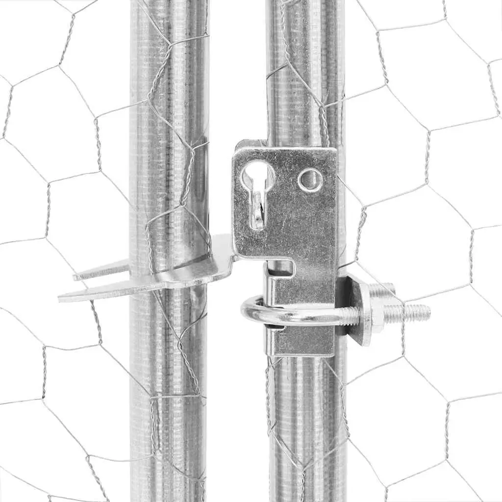 Chicken Run with Roof Galvanised Steel 2.5x6x2.25m Walk-In Coop Small Animal Habitat Enclosure