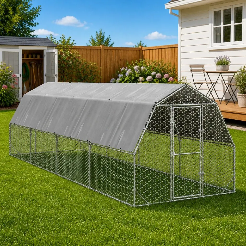 Chicken Run Hexagonal Mesh Large Walk-In Coop with Roof