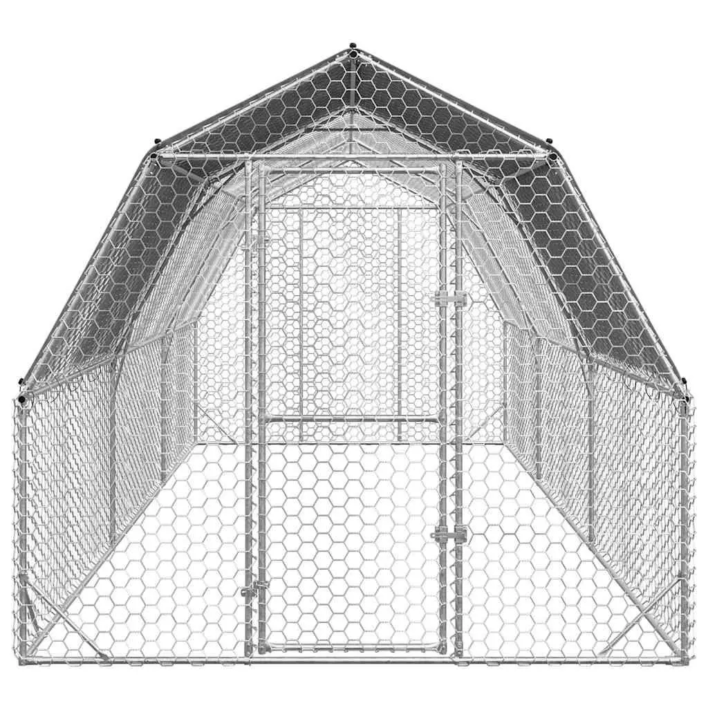 Chicken Run Walk-In Coop Galvanised Steel Frame Water-Resistant Roof Hexagonal Mesh 2.5 x 6 x 2.25 m