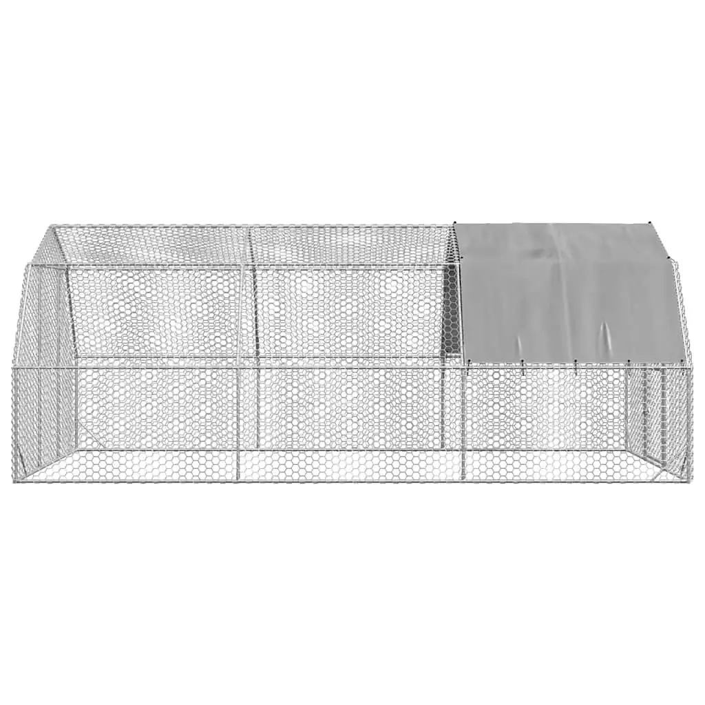 Chicken Run Walk-In Coop Galvanised Steel Frame Water-Resistant Roof Hexagonal Mesh 2.5 x 6 x 2.25 m