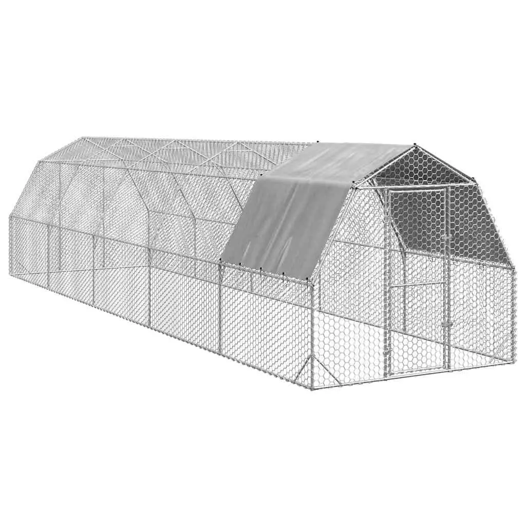 Chicken Run Walk-In Coop Galvanised Steel Mesh Enclosure 2.5x10x2.25m