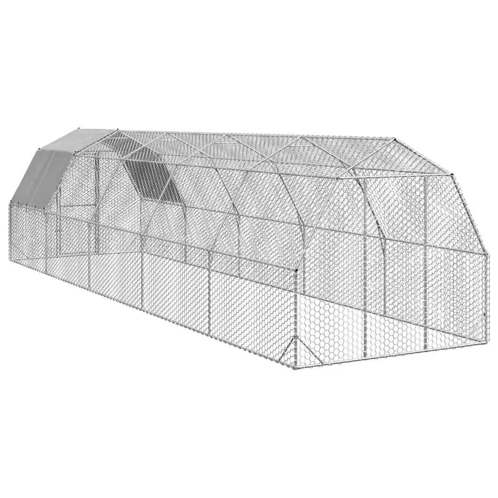 Chicken Run Walk-In Coop Galvanised Steel Mesh Enclosure 2.5x10x2.25m