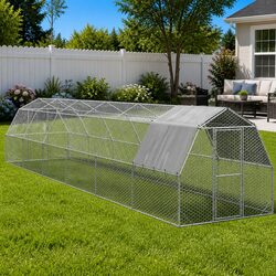 Chicken Run with Roof Walk-in Coop Large Enclosure Galvanised Steel Frame