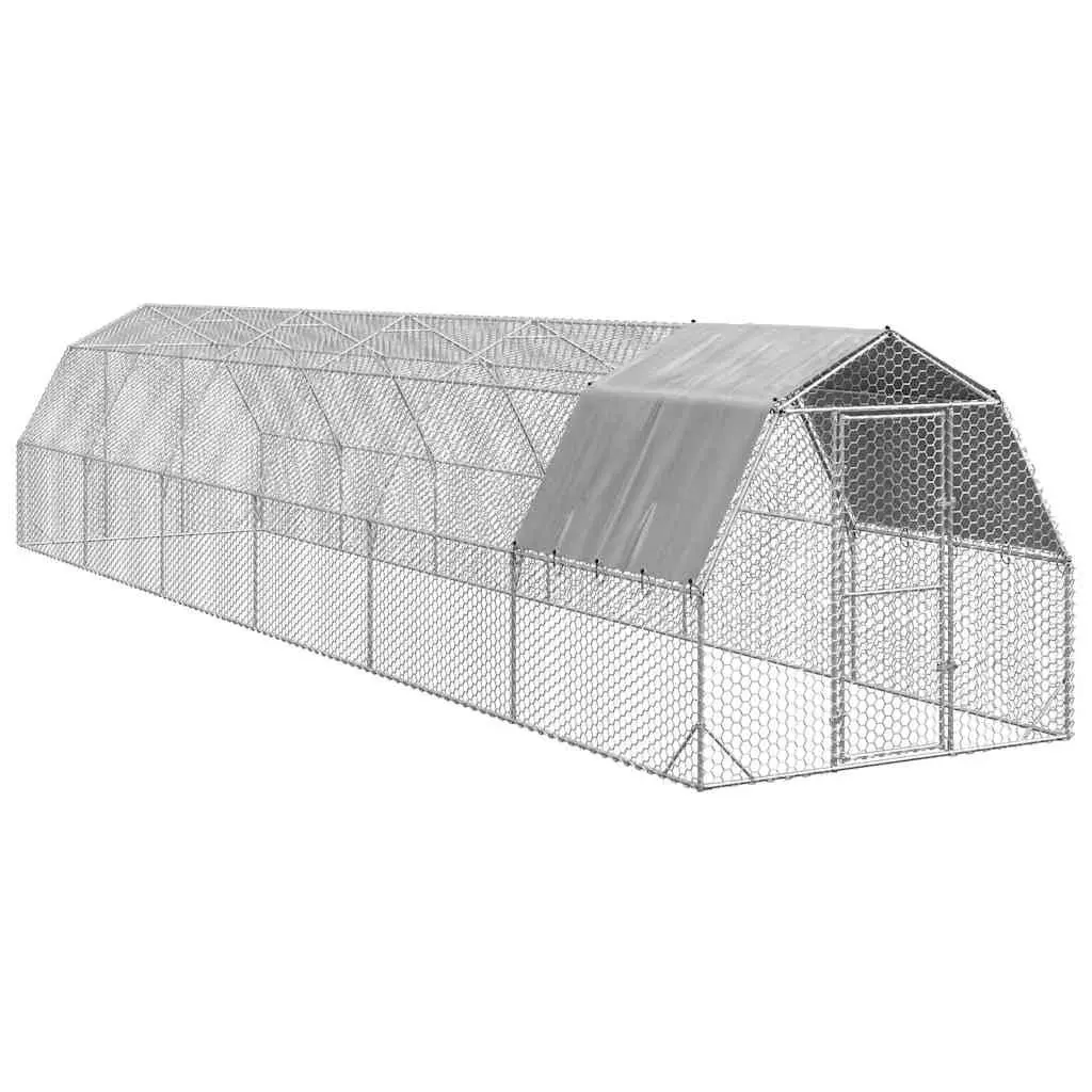 Chicken Run Large Walk-in Coop Galvanised Steel Frame Water-resistant Roof