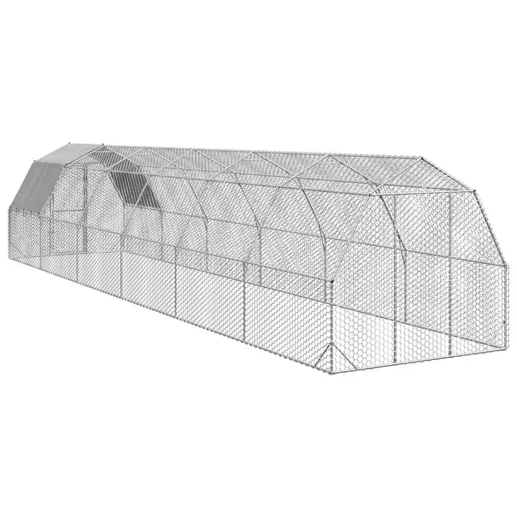 Chicken Run Large Walk-in Coop Galvanised Steel Frame Water-resistant Roof