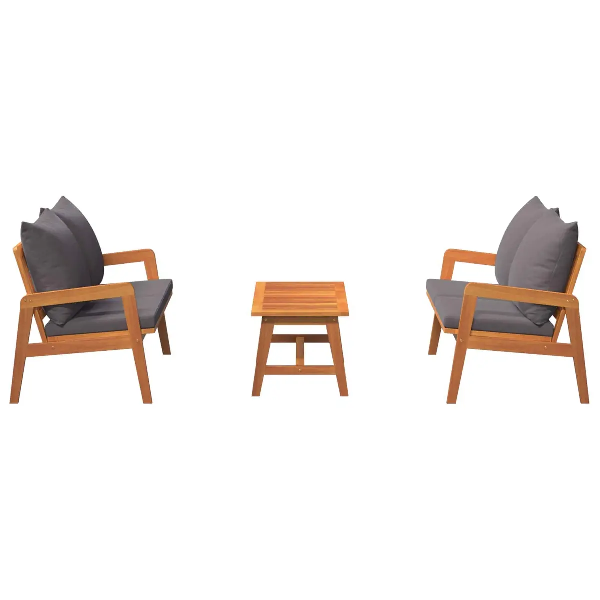 Outdoor Bistro Set Solid Acacia Wood 3 Piece Brown Garden Patio Furniture