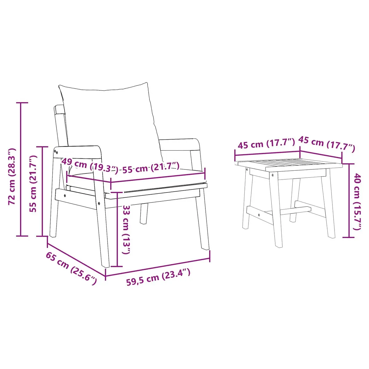 Outdoor Bistro Set 5 Piece Brown Solid Acacia Wood Garden Furniture with Cushion