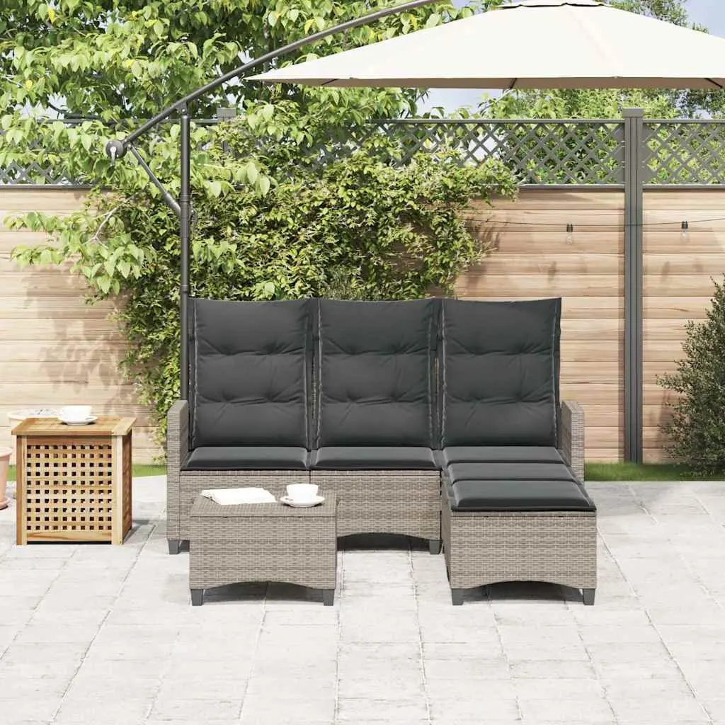 L-shaped Garden Sofa Set Grey 3 Piece Outdoor Furniture with Cushions