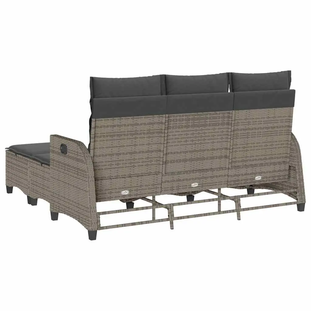 L-shaped Garden Sofa Set Grey 3 Piece Outdoor Furniture with Cushions