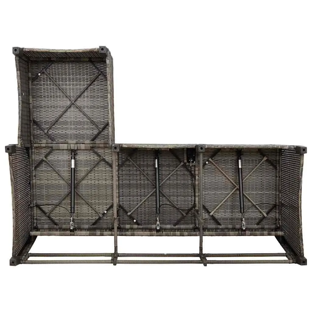 L-shaped Garden Sofa Set Grey 3 Piece Outdoor Furniture with Cushions