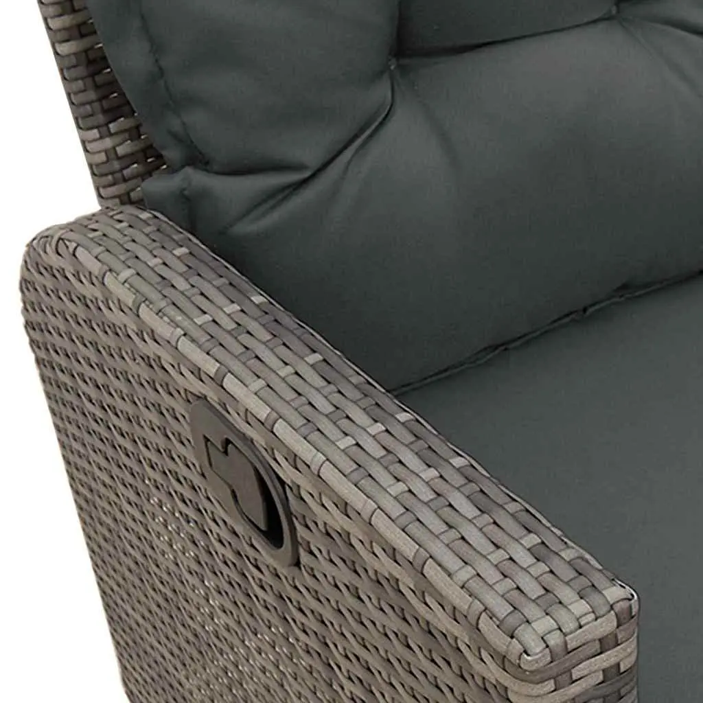 L-shaped Garden Sofa Set Grey 3 Piece Outdoor Furniture with Cushions