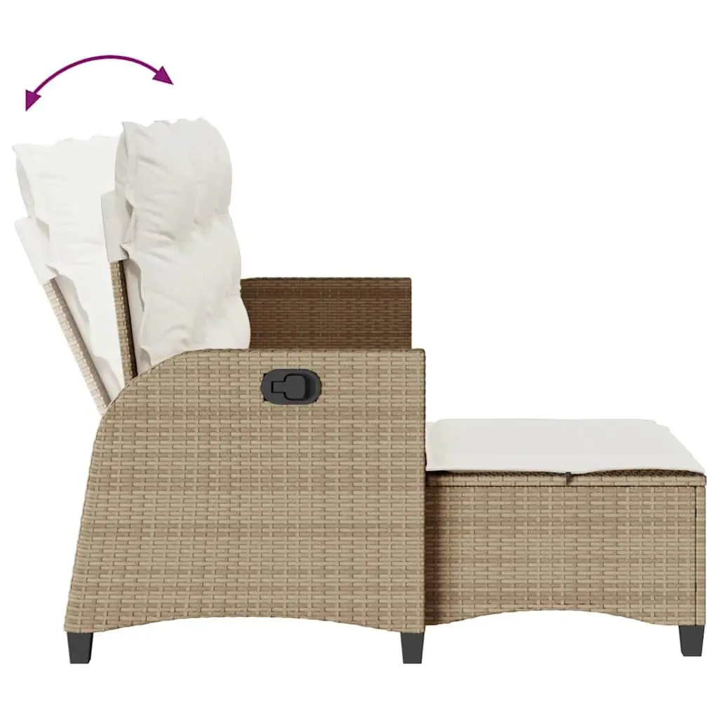 L-Shaped Garden Sofa Set Adjustable Backrest 3 Piece Outdoor Patio Furniture Beige